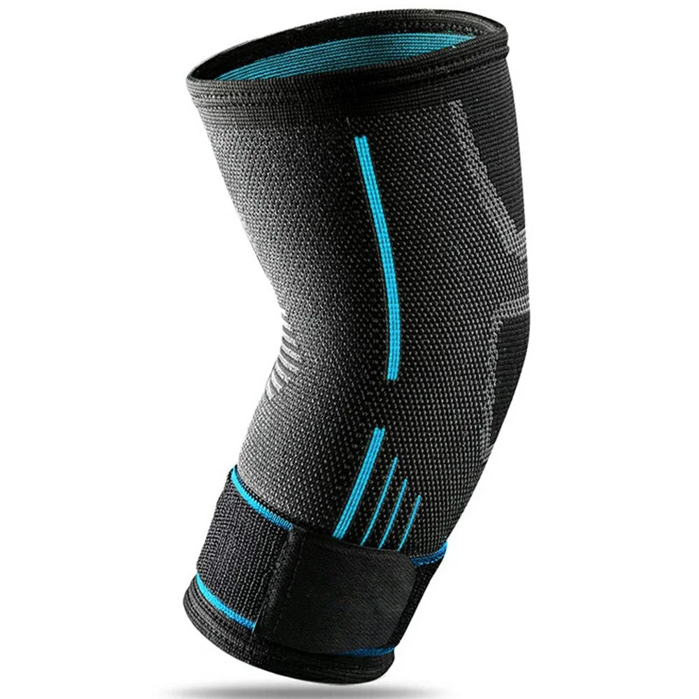 YF-JS021 1Pc Sports Elbow Brace Basketball Tennis Badminton Arm Support Fitness Breathable Compression Sleeve - Blue M - 1