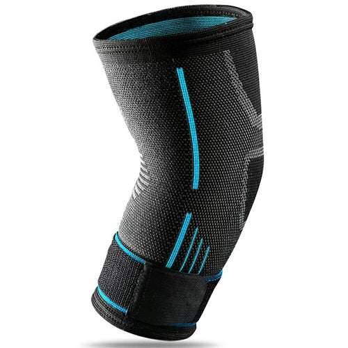 YF-JS021 1Pc Sports Elbow Brace Basketball Tennis Badminton Arm Support Fitness Breathable Compression Sleeve - Blue M - 1