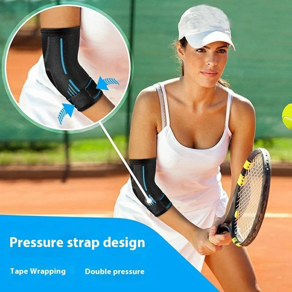 YF-JS021 1Pc Sports Elbow Brace Basketball Tennis Badminton Arm Support Fitness Breathable Compression Sleeve - Blue M - 3