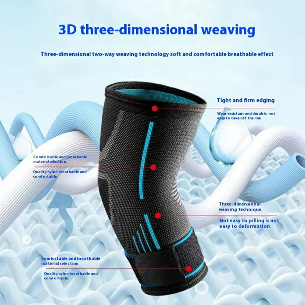 YF-JS021 1Pc Sports Elbow Brace Basketball Tennis Badminton Arm Support Fitness Breathable Compression Sleeve - Blue M - 4