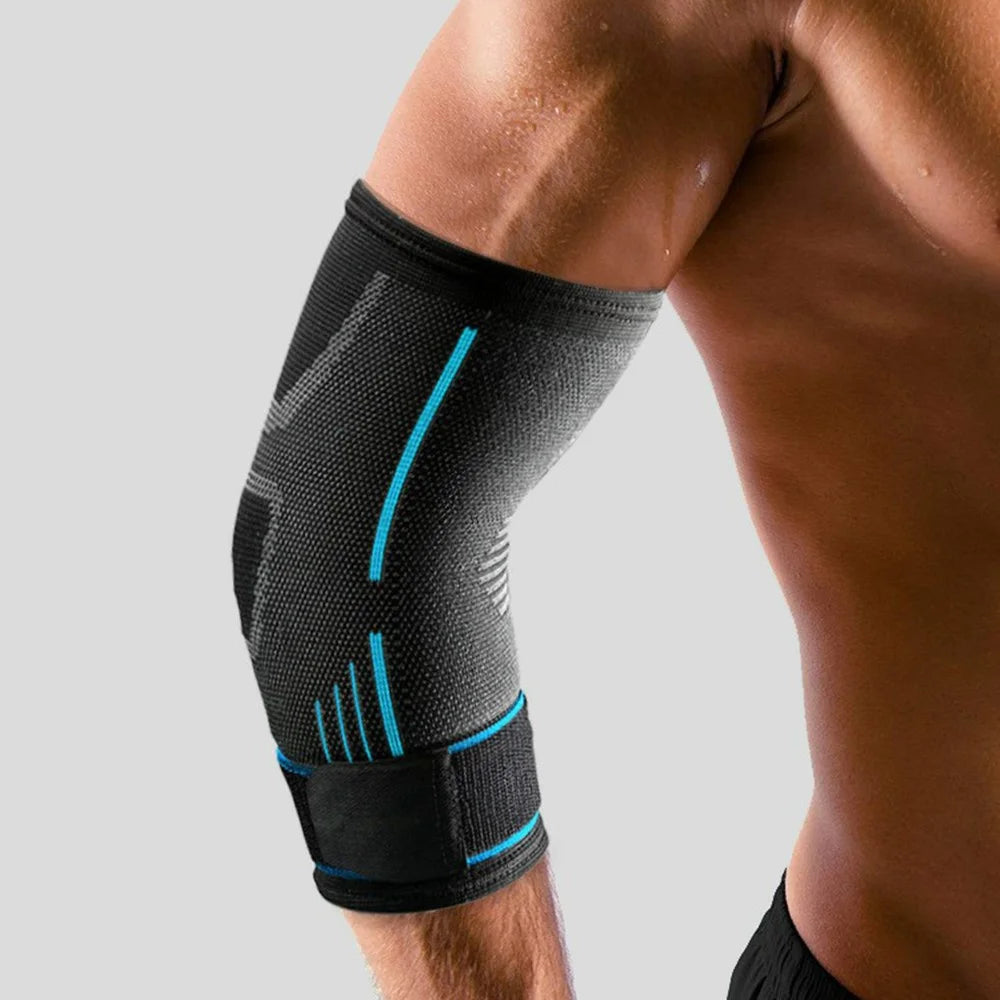 YF-JS021 1Pc Sports Elbow Brace Basketball Tennis Badminton Arm Support Fitness Breathable Compression Sleeve - Blue M - 5