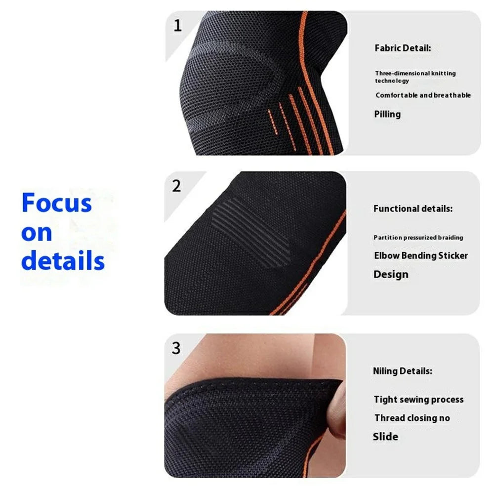 YF-JS021 1Pc Sports Elbow Brace Basketball Tennis Badminton Arm Support Fitness Breathable Compression Sleeve - Blue M - 6