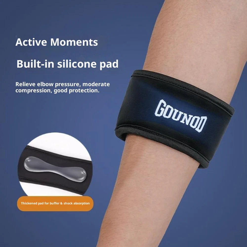 GOUNOD HS013 1Pc Elbow Strap with Adjustable Compression Knob Arm Support Band Elbow Brace Built In Silicone Pad - Black M - 4