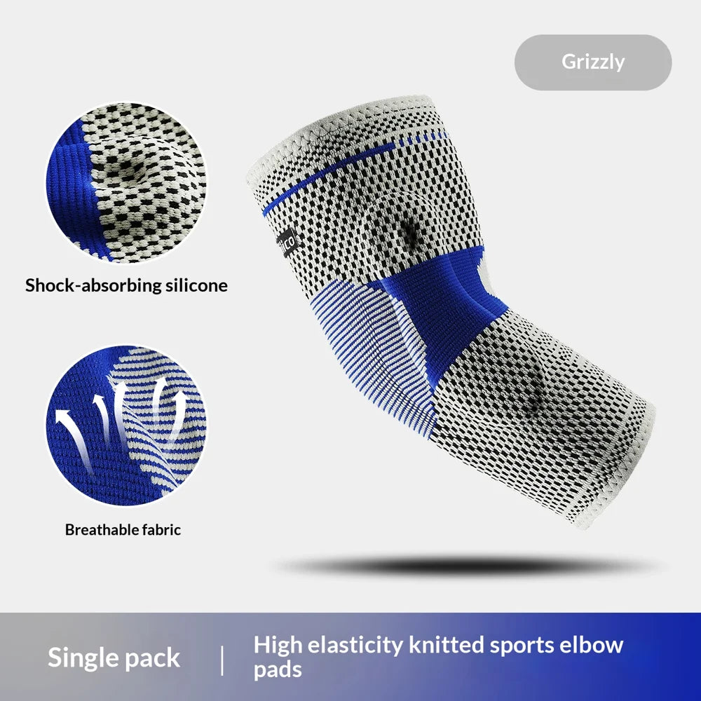 VILICO AB210 1Pc Sports Elbow Pad Compression Sleeve Elbow Support for Basketball Volleyball - Gray/M - 2