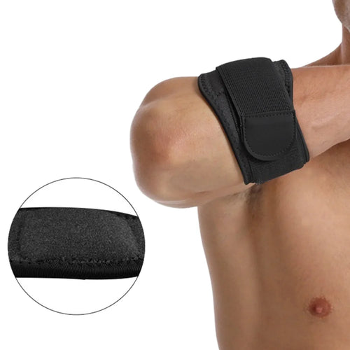 W3808 1Pc Sports Elbow Support Shock Absorbing EVA Pad Elbow Brace for Tennis Badminton - Black - 1