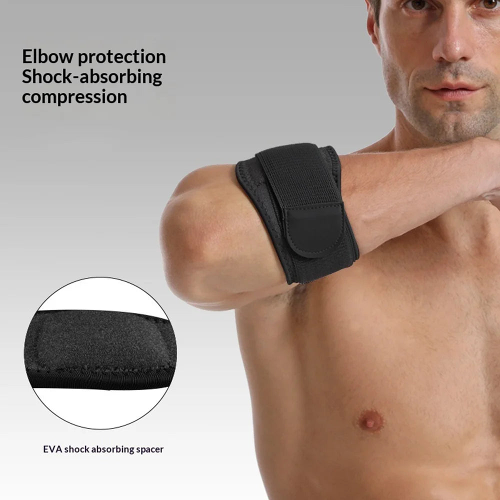 W3808 1Pc Sports Elbow Support Shock Absorbing EVA Pad Elbow Brace for Tennis Badminton - Black - 2