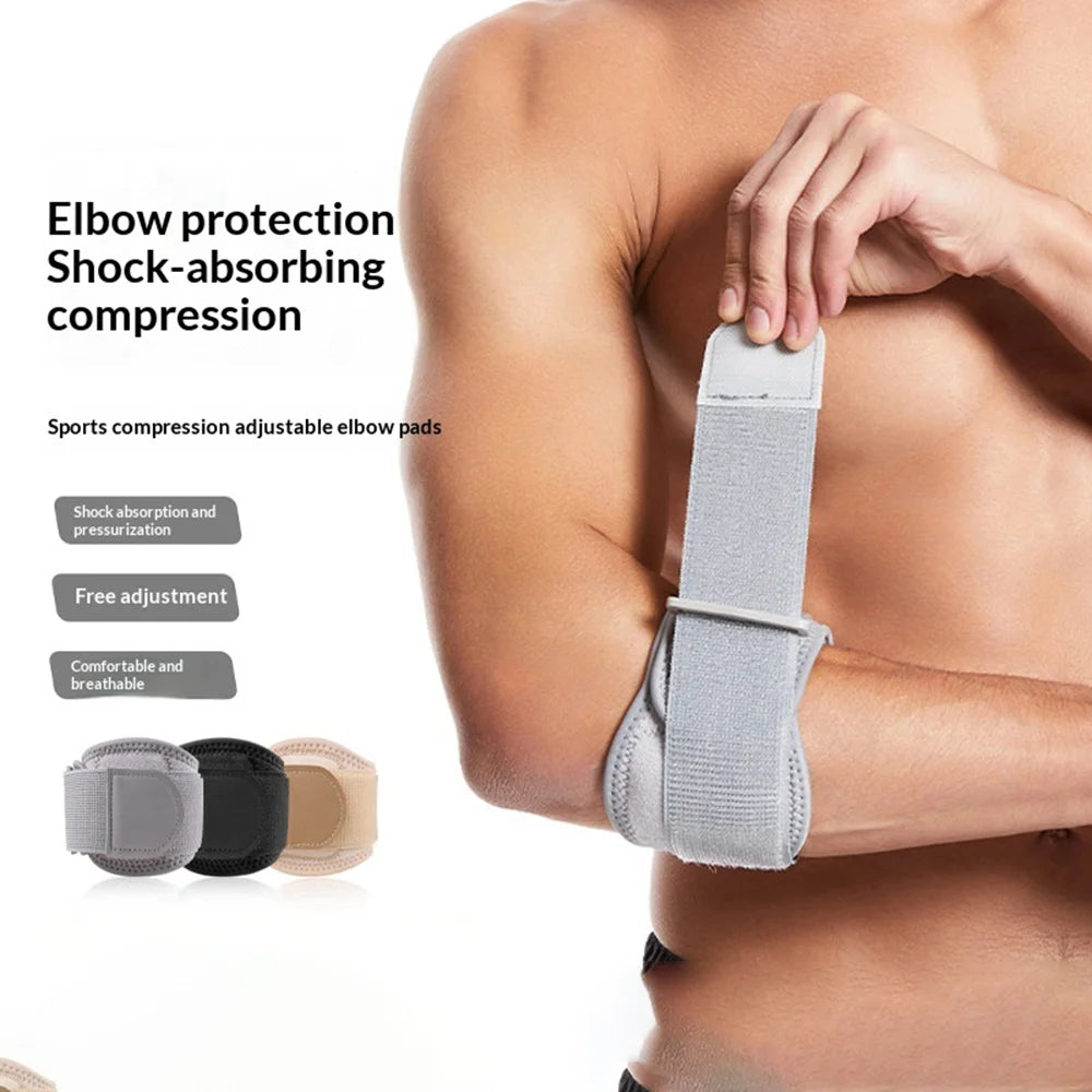 W3808 1Pc Sports Elbow Support Shock Absorbing EVA Pad Elbow Brace for Tennis Badminton - Black - 3