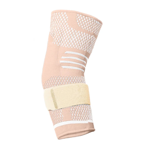 6871 1Pc 3D Knitted Elbow Support Built-in Silicone Pad Breathable Sports Elbow Brace for Tennis Basketball - Nude/M - 1