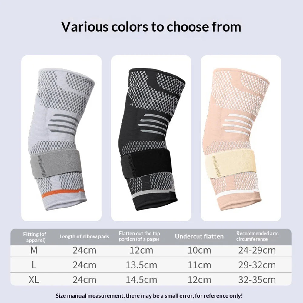 6871 1Pc 3D Knitted Elbow Support Built-in Silicone Pad Breathable Sports Elbow Brace for Tennis Basketball - Nude/M - 7