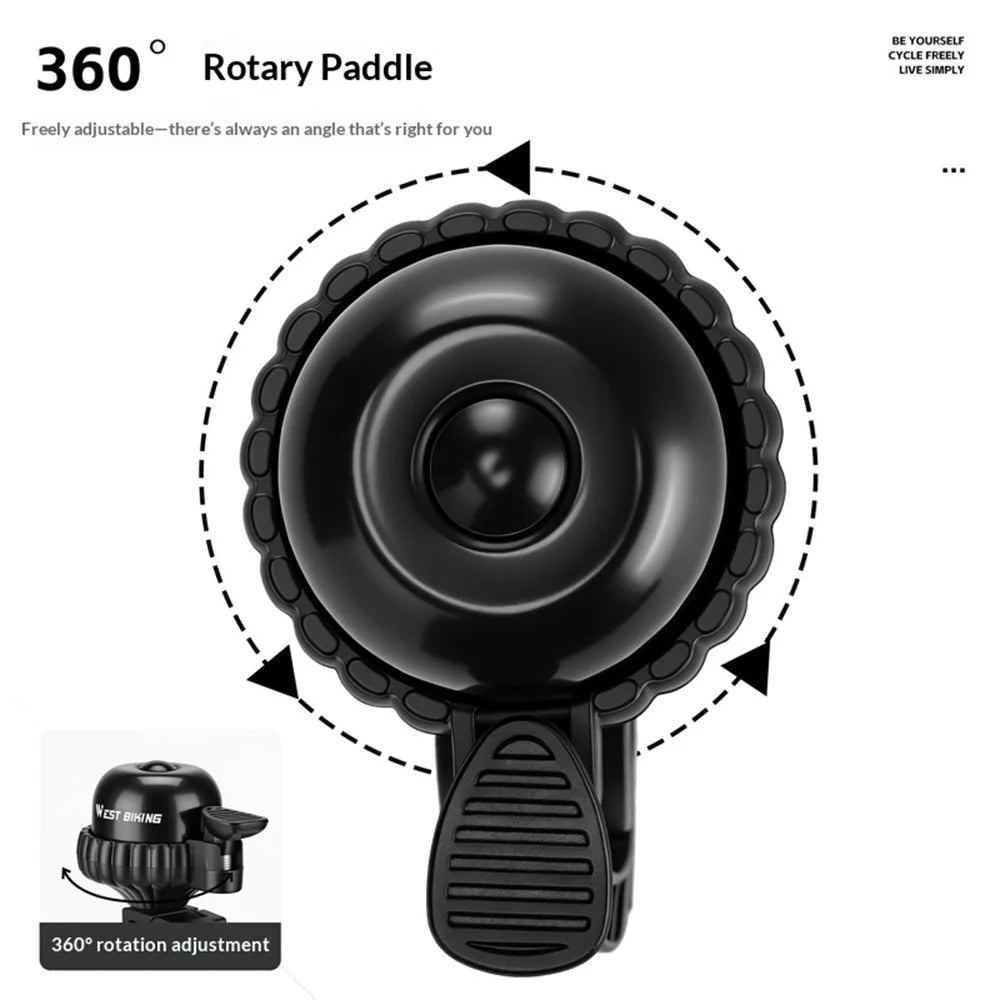 WEST BIKING YP0706078 Aluminum Alloy Bike Bell with Hook 360 Degree Rotatable Crisp Sound Horn for Cycling - Style A - 4