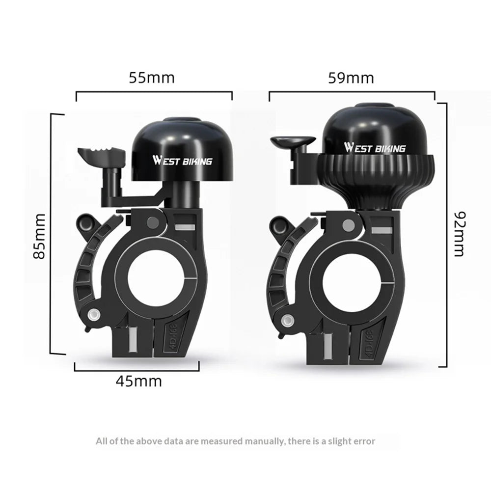 WEST BIKING YP0706078 Aluminum Alloy Bike Bell with Hook 360 Degree Rotatable Crisp Sound Horn for Cycling - Style A - 7