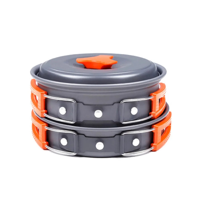 HEWOLF HW-K1344 Portable Non-slip Handle Pan Temperature Resistant Camping Cookware Set for 2-3 People - 7
