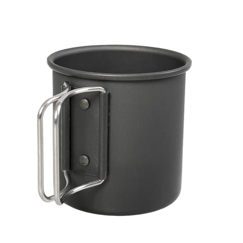 HK280 Portable Folding Mug Premium Aluminum Alloy Outdoor Camping Travel Cup with Handle Grip (BPA-free, No FDA Certificate) - Black - 1