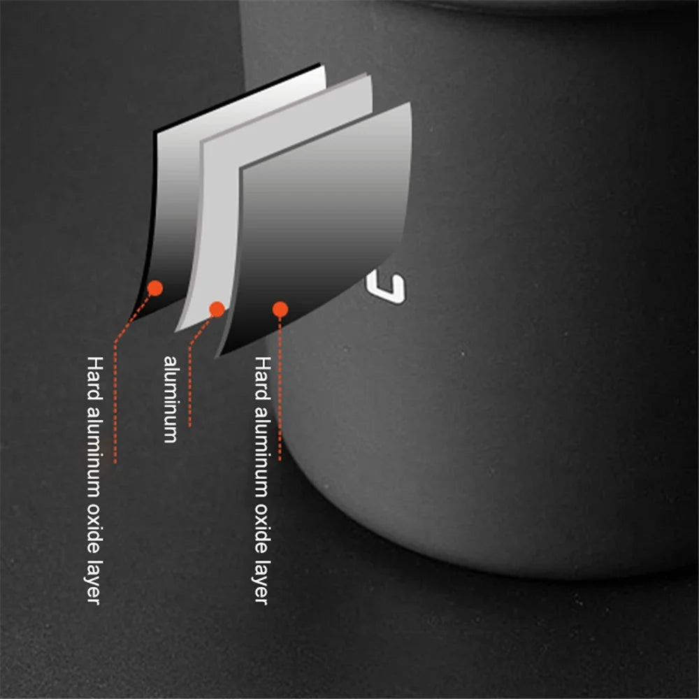 HK280 Portable Folding Mug Premium Aluminum Alloy Outdoor Camping Travel Cup with Handle Grip (BPA-free, No FDA Certificate) - Black - 4