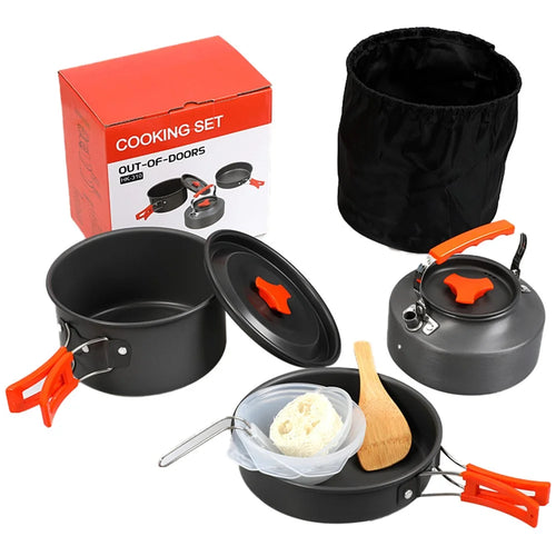 HALIN HK310 Picnic Pot + Frying Pan + Teapot Cookware Set for Hiking Camping (No FDA Certificate, BPA-free) - 1