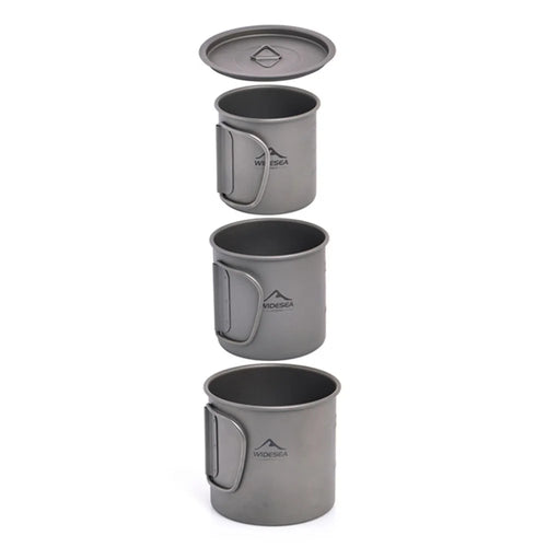 WIDESEA WSTT-3X-600ML Titanium Alloy 200ML+375ML+600ML Water Cup Ultra-light Coffee Mug Drinking Bottle (No FDA Certification, BPA-free) for Backpacking Camping Hiking - 1