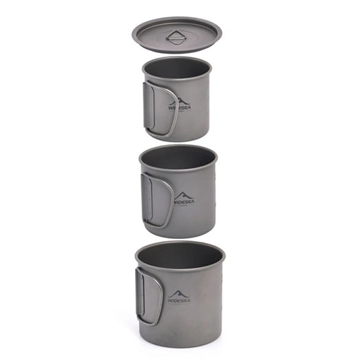WIDESEA WSTT-3X-600ML Titanium Alloy 200ML+375ML+600ML Water Cup Ultra-light Coffee Mug Drinking Bottle (No FDA Certification, BPA-free) for Backpacking Camping Hiking - 1