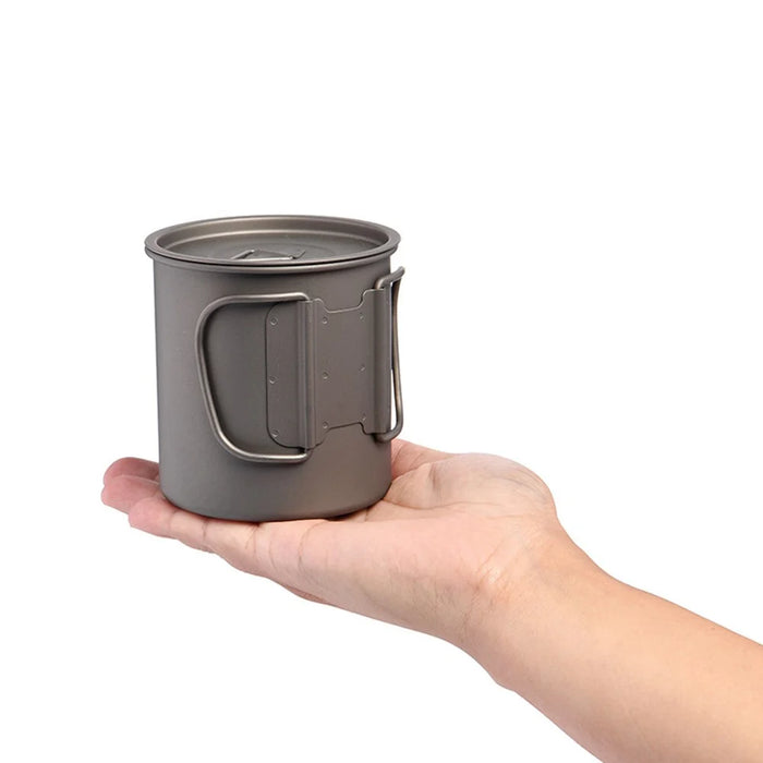 WIDESEA WSTT-450ML Portable Camping Mug 450ml Folding Titanium Coffee Tea Cup with Handle for Backpacking Hiking (No FDA Certification, BPA-free) - 5