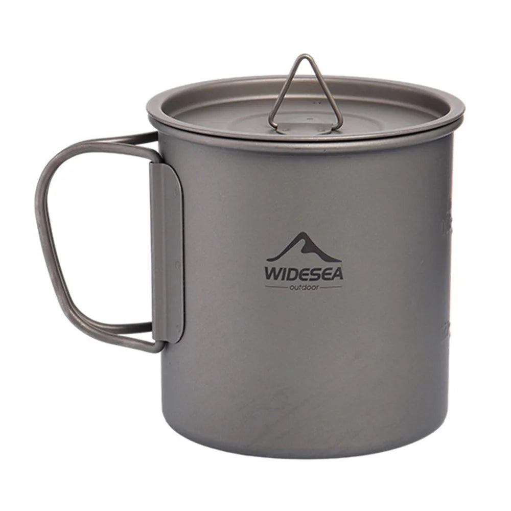 WIDESEA WSTT-450ML Portable Camping Mug 450ml Folding Titanium Coffee Tea Cup with Handle for Backpacking Hiking (No FDA Certification, BPA-free) - 6