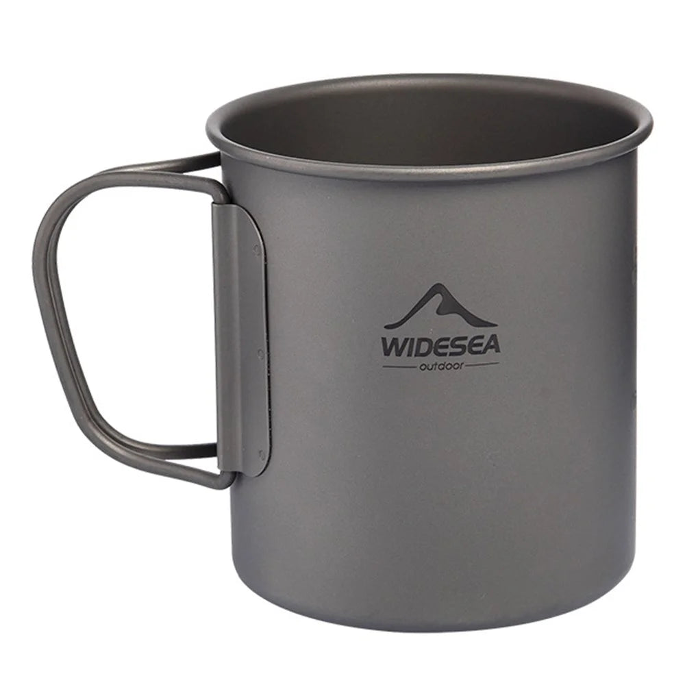 WIDESEA WSTT-375ML Ultralight Titanium Alloy Cup 375ml Water Mug with Foldable Handle (No FDA Certification, BPA-free) for Outdoor Camping Picnic - 1