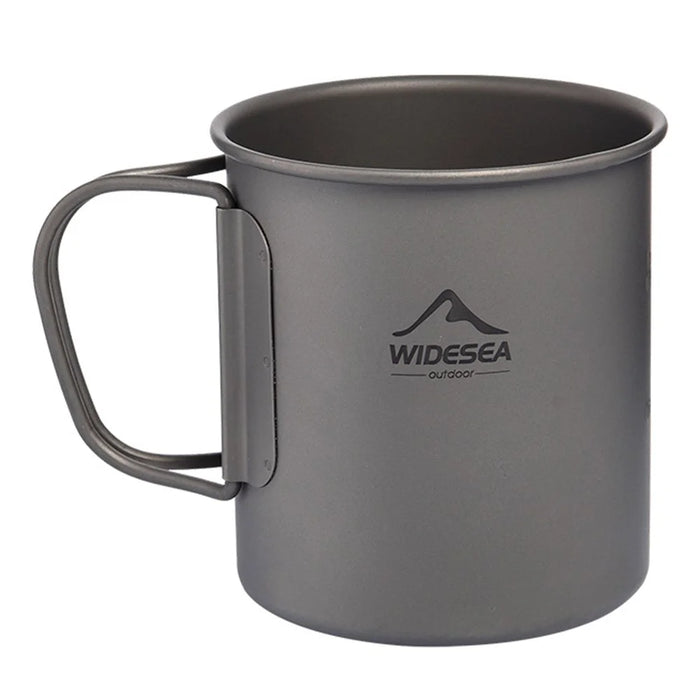 WIDESEA WSTT-375ML Ultralight Titanium Alloy Cup 375ml Water Mug with Foldable Handle (No FDA Certification, BPA-free) for Outdoor Camping Picnic - 1