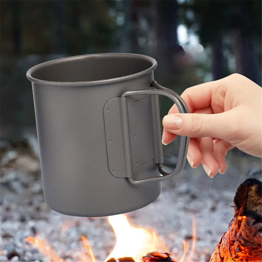 WIDESEA WSTT-375ML Ultralight Titanium Alloy Cup 375ml Water Mug with Foldable Handle (No FDA Certification, BPA-free) for Outdoor Camping Picnic - 2