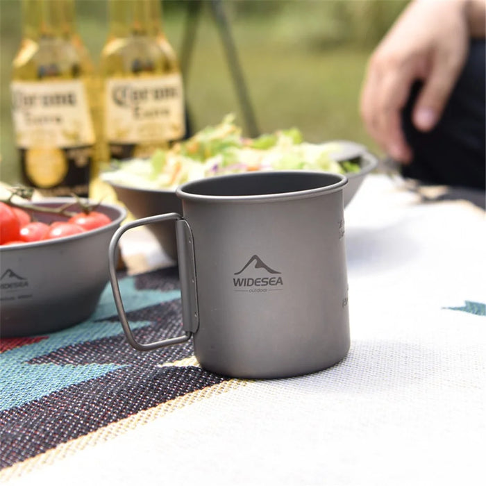 WIDESEA WSTT-375ML Ultralight Titanium Alloy Cup 375ml Water Mug with Foldable Handle (No FDA Certification, BPA-free) for Outdoor Camping Picnic - 3