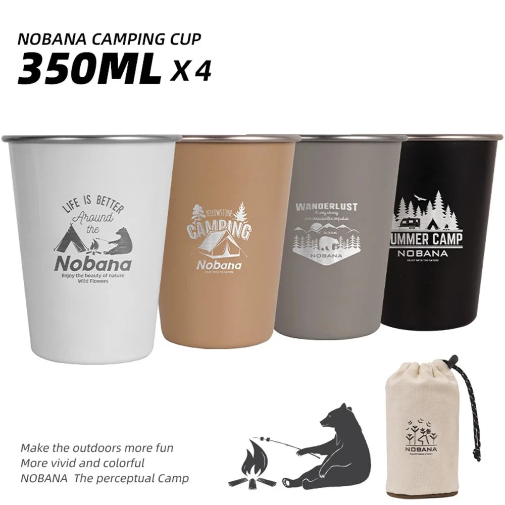 NOBANA 4PCS Camping Cup Tumblers BPA-free No FDA Certified 304 Stainless Steel Drinking Cup with Storage Bag - Wilderness Style - 2