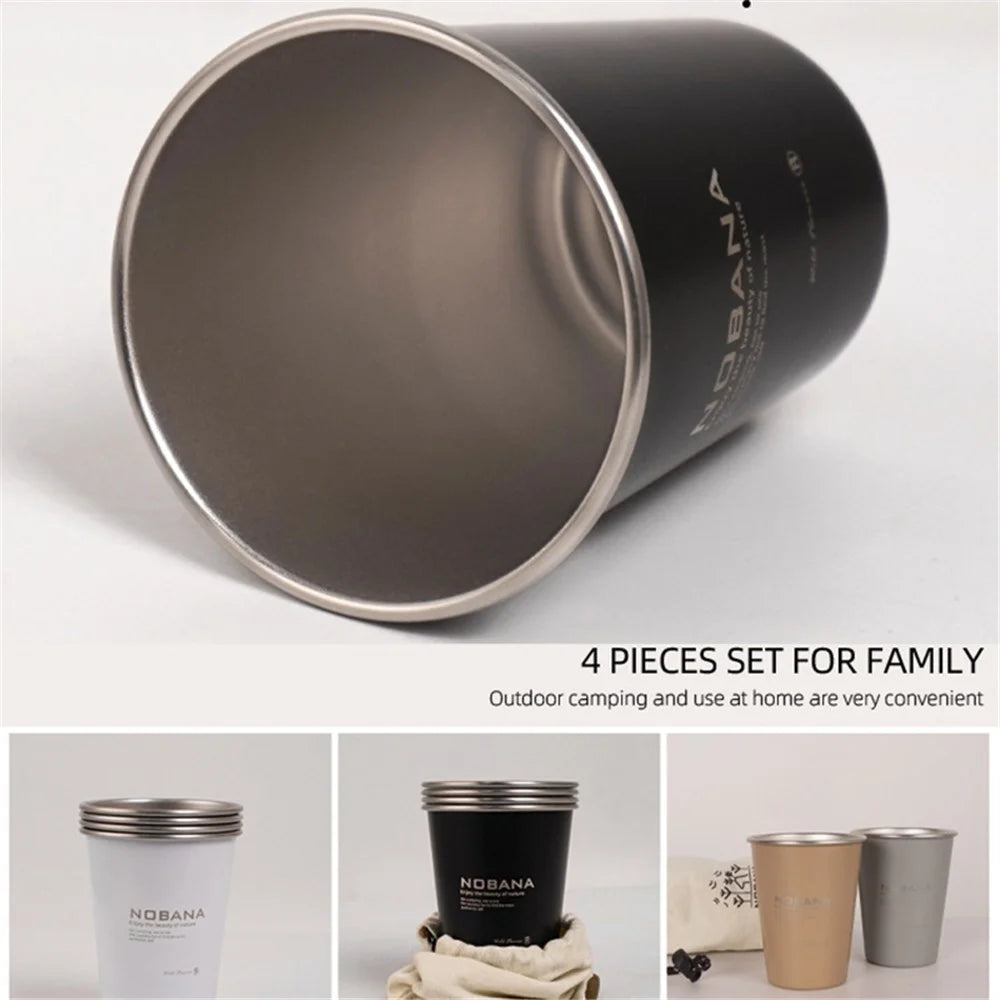 NOBANA 4PCS Camping Cup Tumblers BPA-free No FDA Certified 304 Stainless Steel Drinking Cup with Storage Bag - Wilderness Style - 3