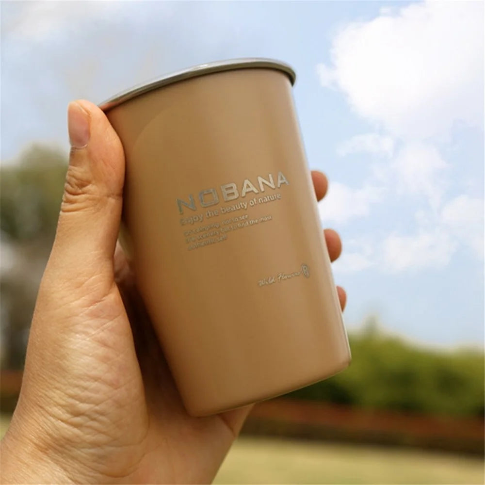 NOBANA 4PCS Camping Cup Tumblers BPA-free No FDA Certified 304 Stainless Steel Drinking Cup with Storage Bag - Wilderness Style - 4