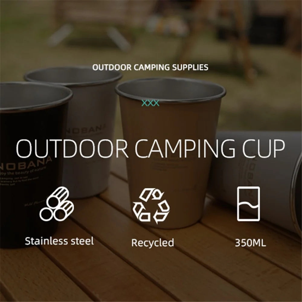 NOBANA 4PCS Camping Cup Tumblers BPA-free No FDA Certified 304 Stainless Steel Drinking Cup with Storage Bag - Wilderness Style - 5