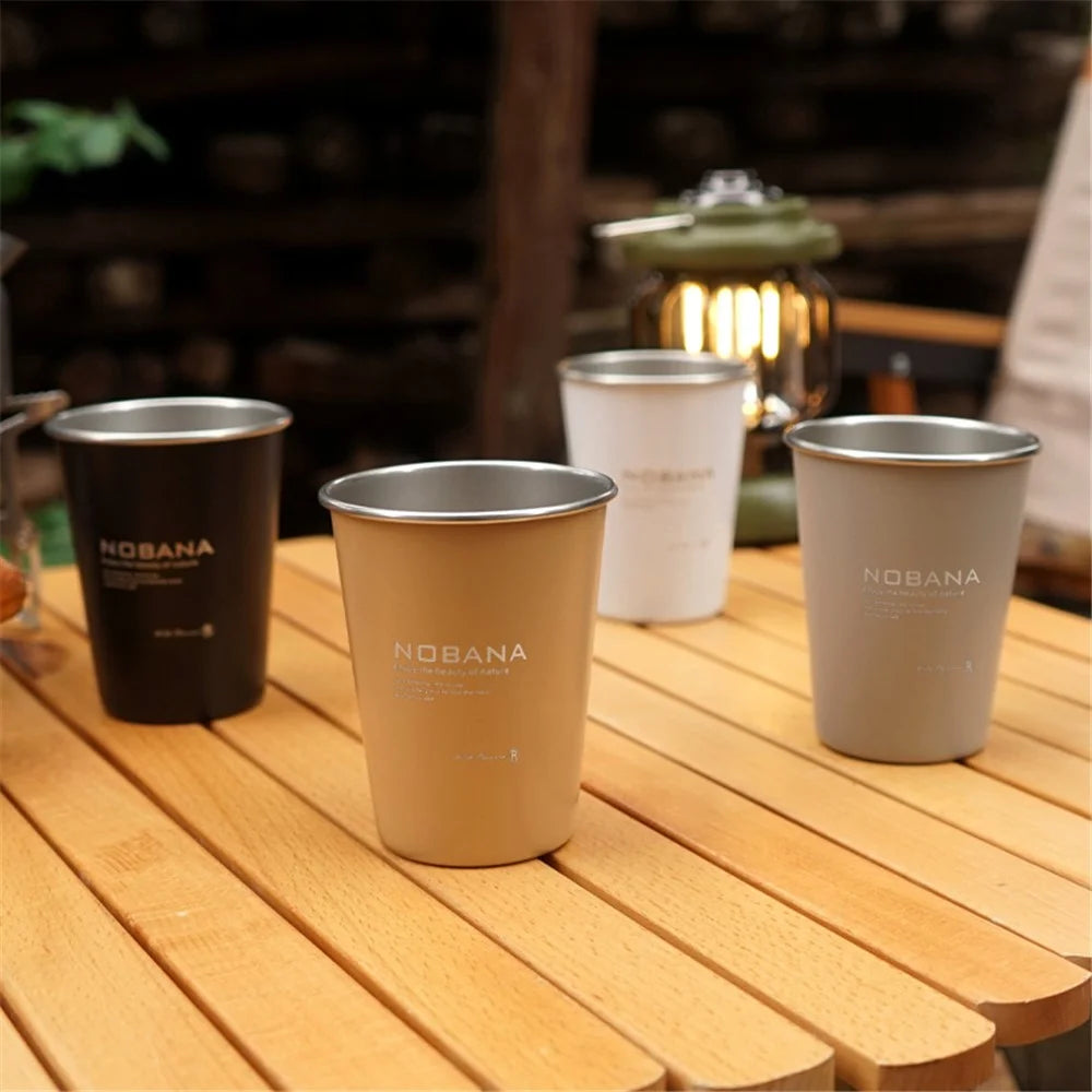 NOBANA 4PCS Camping Cup Tumblers BPA-free No FDA Certified 304 Stainless Steel Drinking Cup with Storage Bag - Wilderness Style - 7