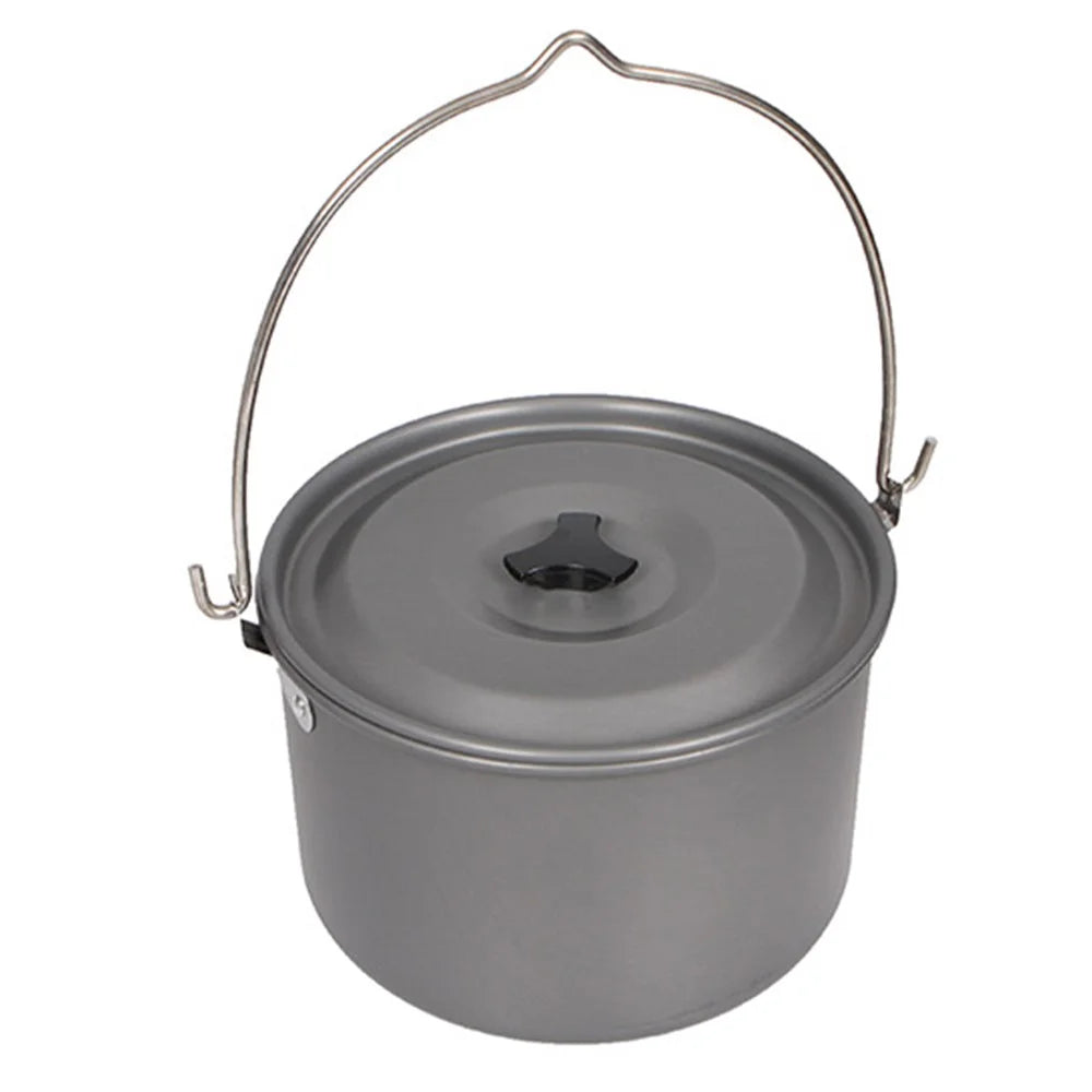 HALIN 4.2L Large Camping Pot Portable Hanging Pot with Lid for 6-8 People Hiking Backpacking (BPA-free, No FDA Certified) - 1