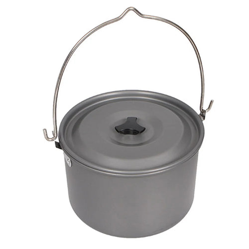 HALIN 4.2L Large Camping Pot Portable Hanging Pot with Lid for 6-8 People Hiking Backpacking (BPA-free, No FDA Certified) - 1