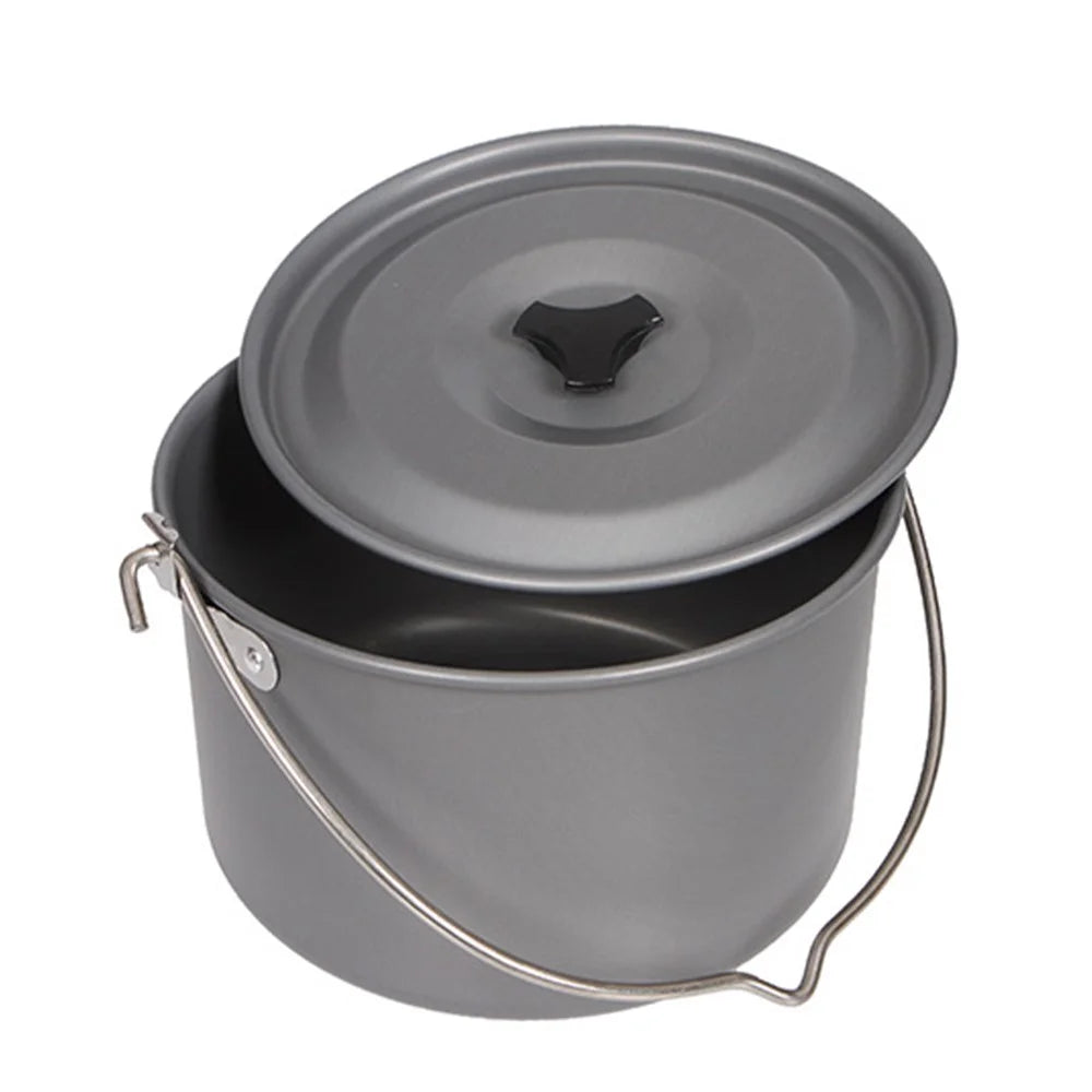 HALIN 4.2L Large Camping Pot Portable Hanging Pot with Lid for 6-8 People Hiking Backpacking (BPA-free, No FDA Certified) - 2