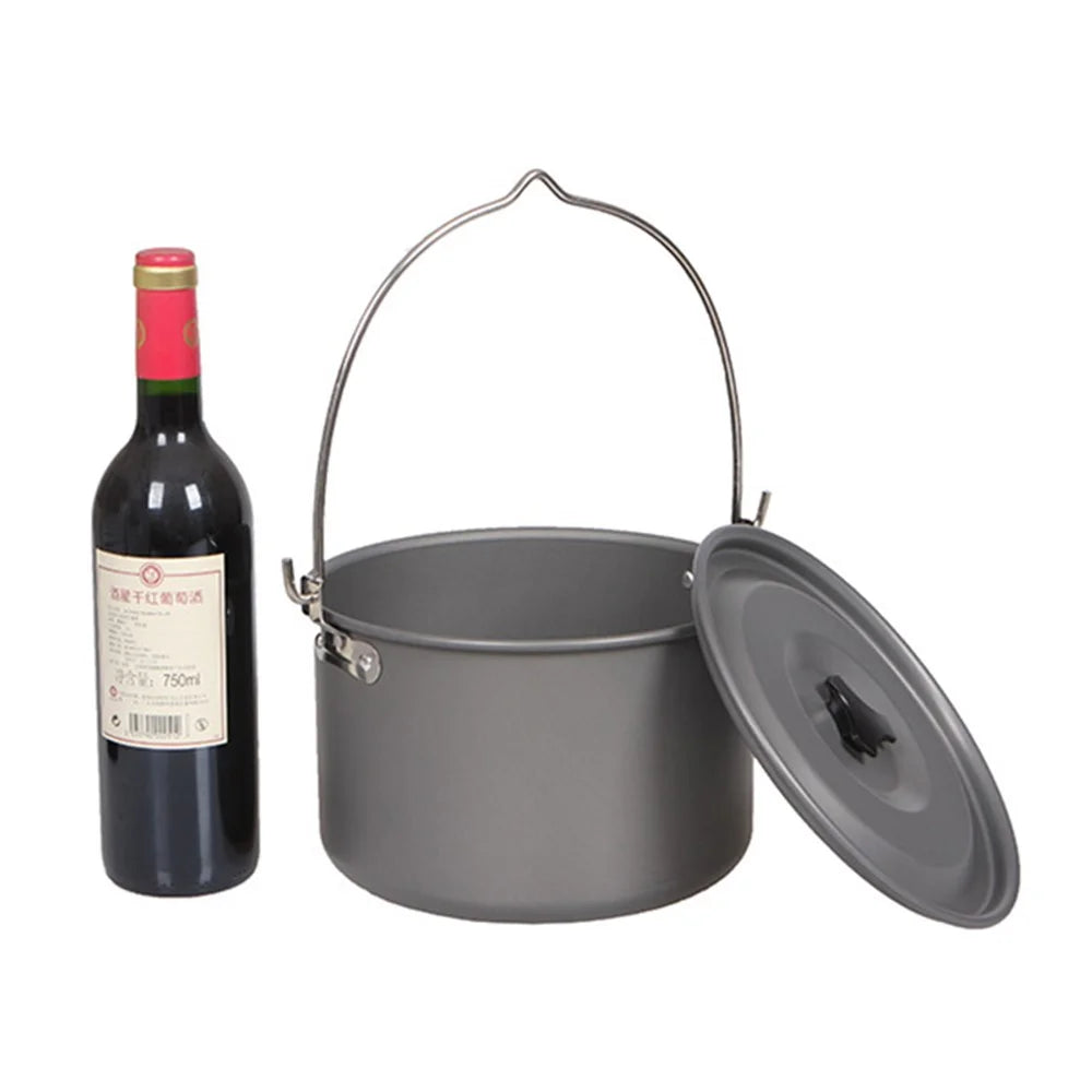 HALIN 4.2L Large Camping Pot Portable Hanging Pot with Lid for 6-8 People Hiking Backpacking (BPA-free, No FDA Certified) - 6