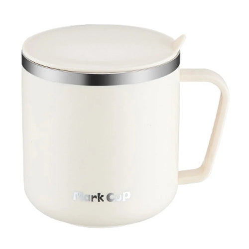 HALIN 350ML PP+304 Stainless Steel Water Cup Tea Milk Coffee Mug with Lid (No FDA Certificate, BPA-Free) - Apricot - 1