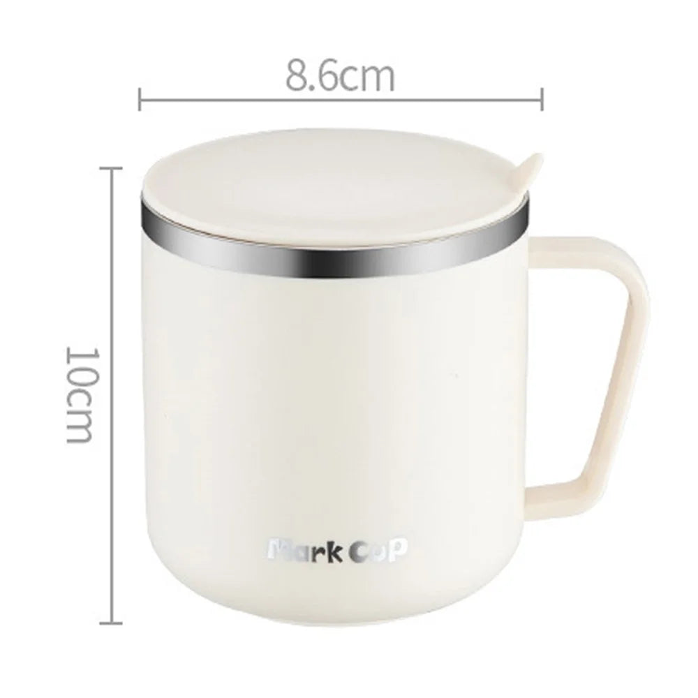 HALIN 350ML PP+304 Stainless Steel Water Cup Tea Milk Coffee Mug with Lid (No FDA Certificate, BPA-Free) - Apricot - 7