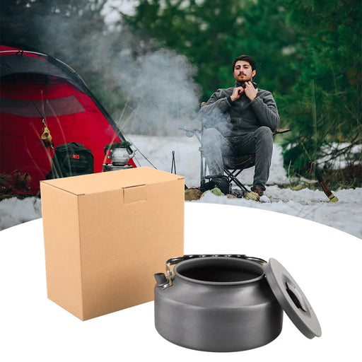 AOTU 1.6L Outdoor Water Kettle Camping Picnic Aluminum Alloy Coffee Pot Teapot (BPA-free, No FDA Certification) - Black Handle - 2