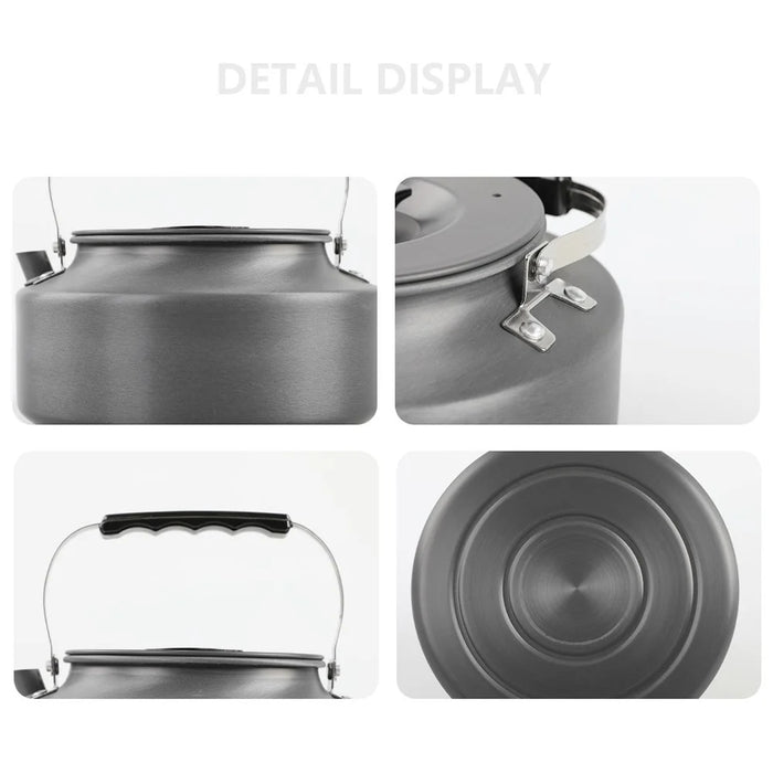 AOTU 1.6L Outdoor Water Kettle Camping Picnic Aluminum Alloy Coffee Pot Teapot (BPA-free, No FDA Certification) - Black Handle - 3