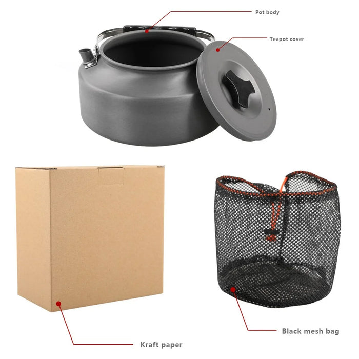 AOTU 1.6L Outdoor Water Kettle Camping Picnic Aluminum Alloy Coffee Pot Teapot (BPA-free, No FDA Certification) - Black Handle - 5
