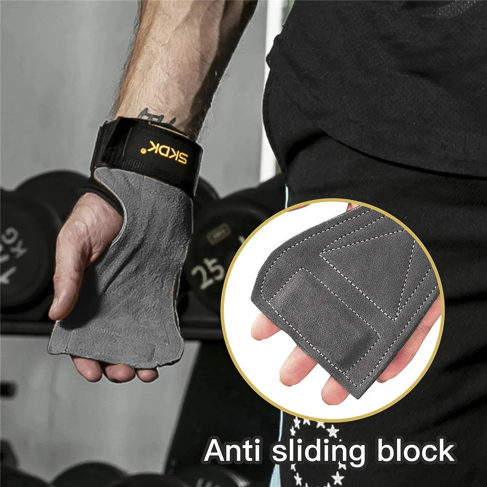 SKDK Weight Lifting Gym Hand Grips Sports Ventilated Workout Gloves Wrist Support Wraps - 3