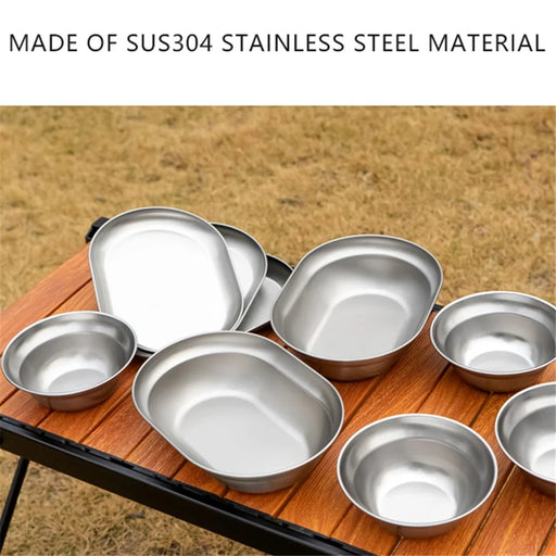 CLS 6Pcs Outdoor Camping Bowl Plate 304 Stainless Steel Dinnerware Set (BPA Free, No FDA) - 2