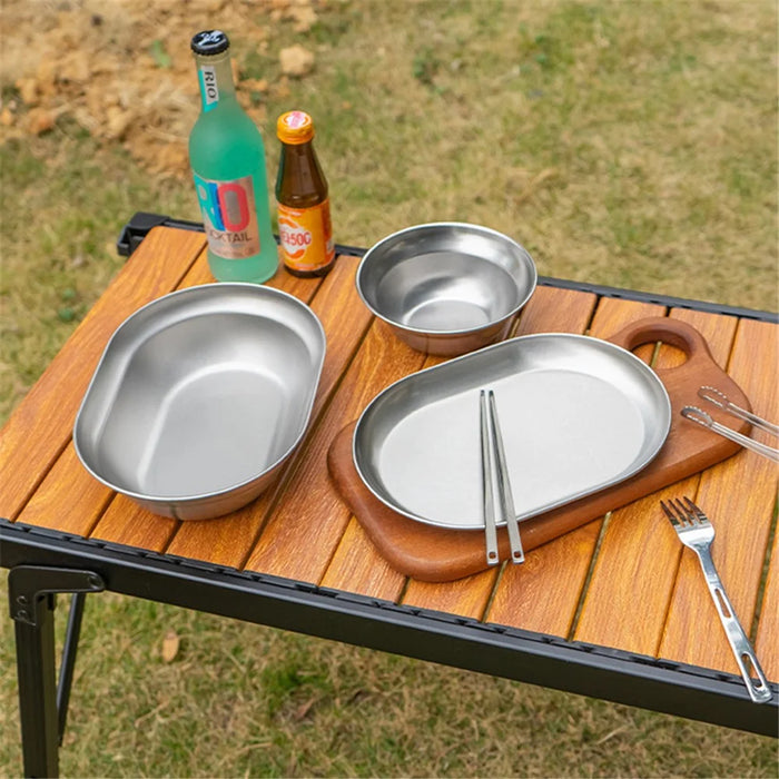 CLS 6Pcs Outdoor Camping Bowl Plate 304 Stainless Steel Dinnerware Set (BPA Free, No FDA) - 3