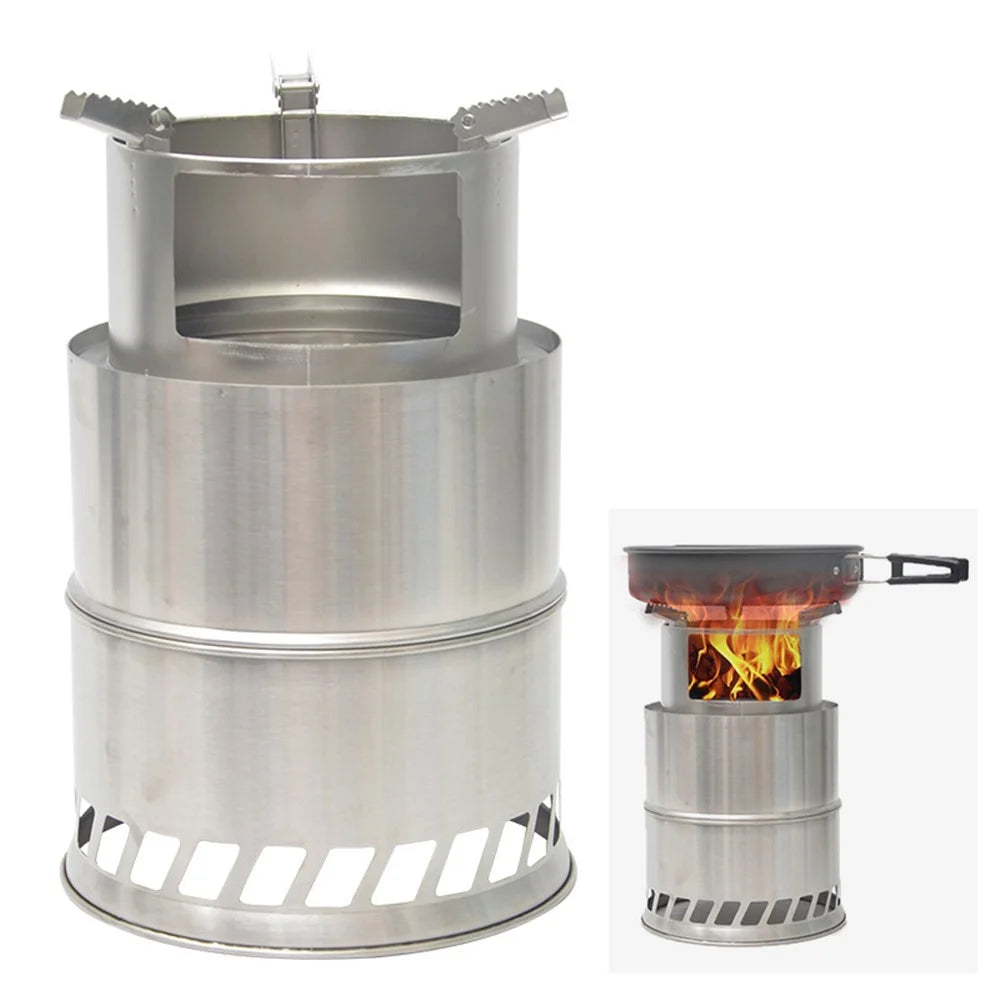Camping Stove Portable Wood Stove Stainless Steel Backpacking Stove for Outdoor Camp Survival Hiking Picnic with Storage Bag - 1