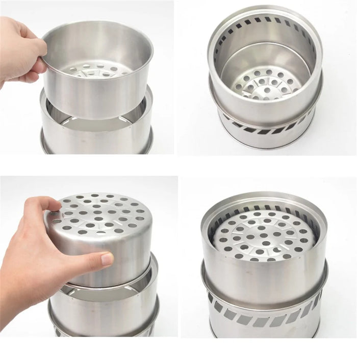 Camping Stove Portable Wood Stove Stainless Steel Backpacking Stove for Outdoor Camp Survival Hiking Picnic with Storage Bag - 7