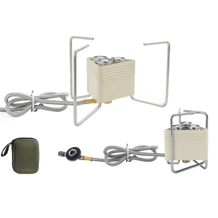 CLS 8000W Outdoor Portable Stove Camping 3-Burner Cooking Stove with EVA Bag - Beige - 1