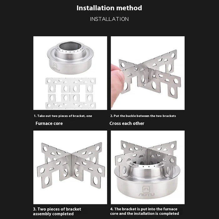 AOTU Portable Alcohol Stove Stainless Steel Outdoor Camping Spirit Burner for Picnic Hiking - 6
