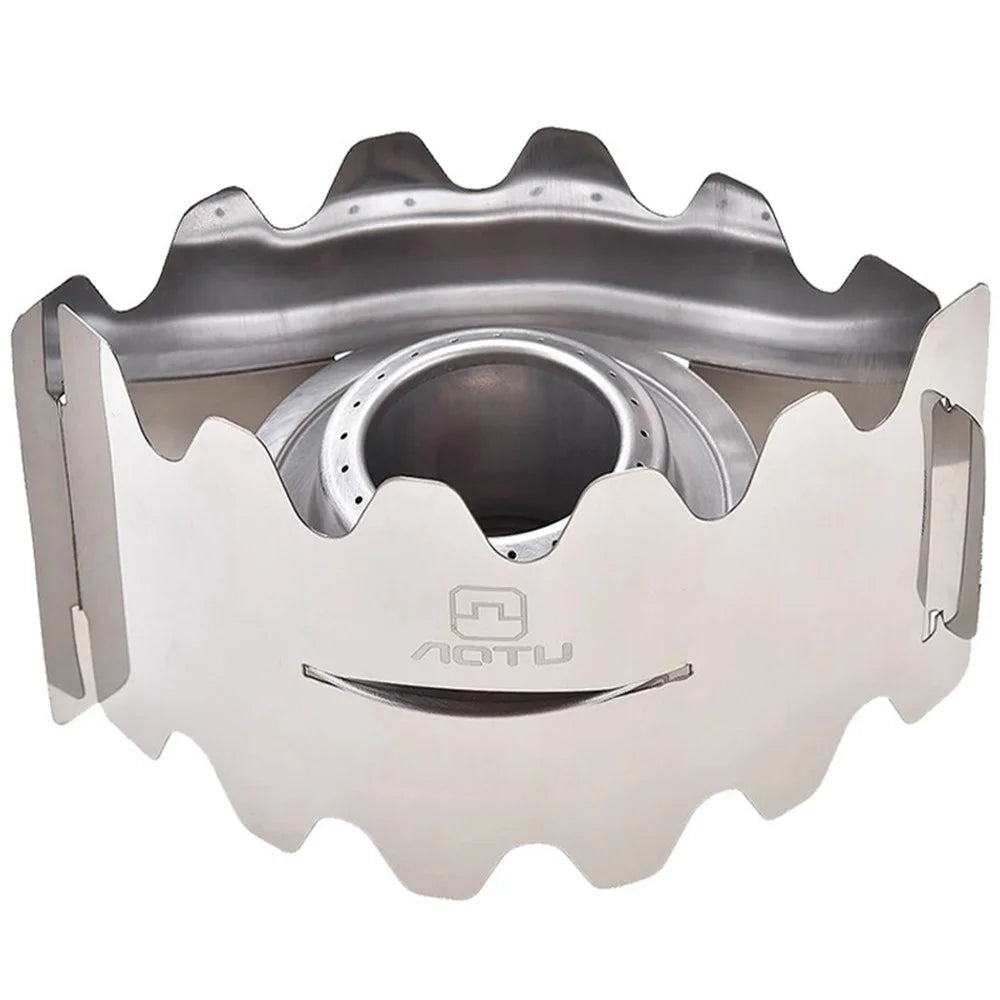 AOTU Camping Burner Alcohol Stove Stainless Steel Spirit Burner with Windscreen - 1
