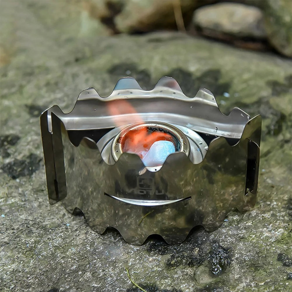 AOTU Camping Burner Alcohol Stove Stainless Steel Spirit Burner with Windscreen - 5